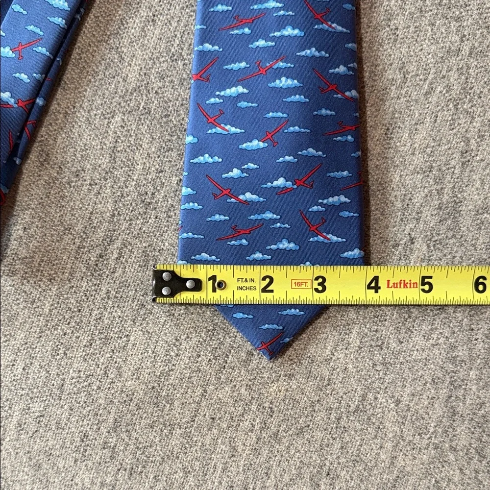 Hermes Blue and Red Patterned Tie - Picture 4 of 6